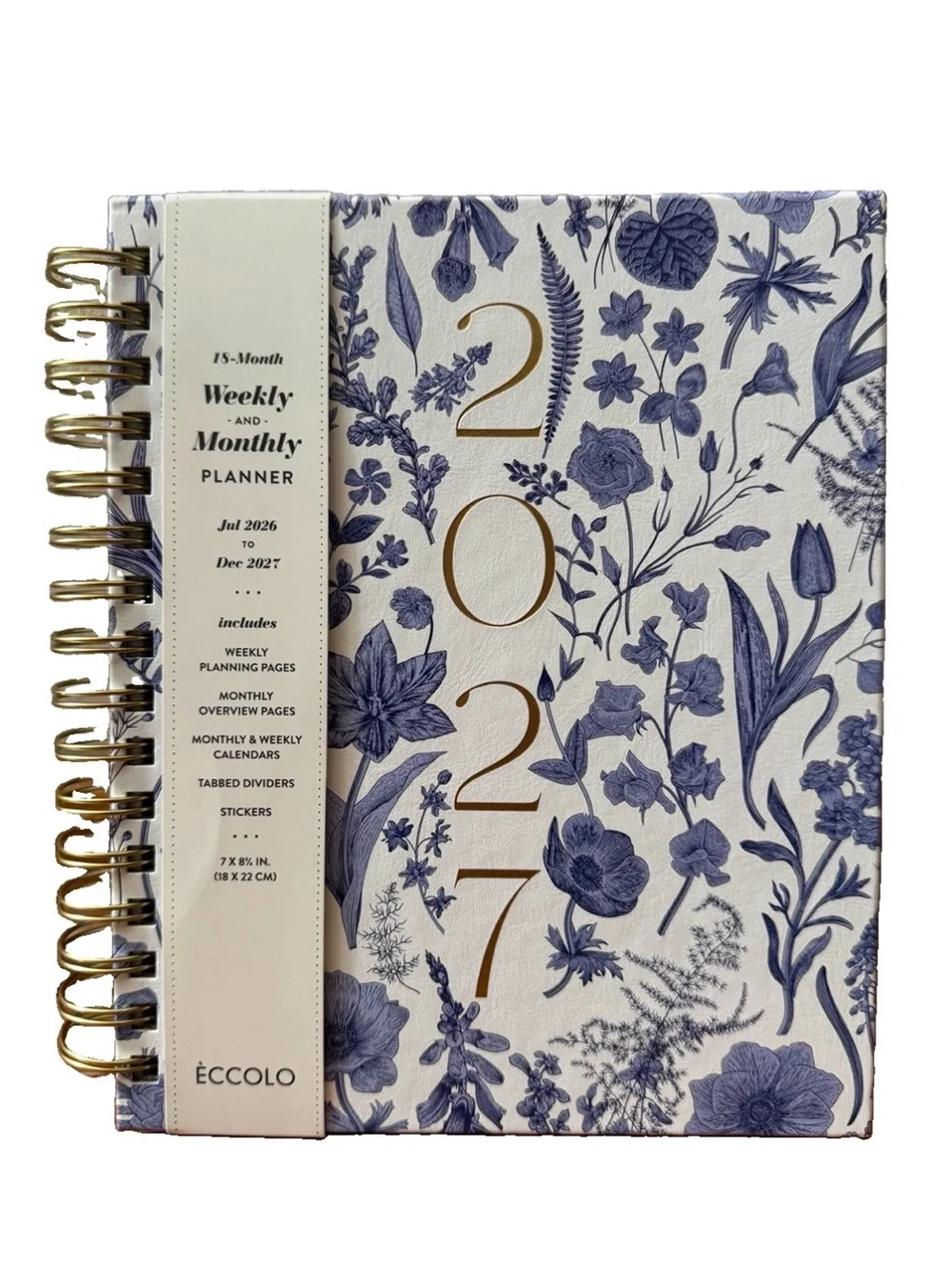 Eccolo Planner 2026- 2027 18-Month Weekly & Monthly Planner Hard Cover 8x7.5”